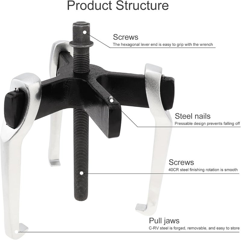 ChgImposs 6" 2 Jaw 3 Jaw Gear Puller, Adjustable Bearing Puller, Reversible Removal Tool for Internal External Pulling, Puller Tool for Removal of Pulleys Flywheels Bearings Gears - Image 4